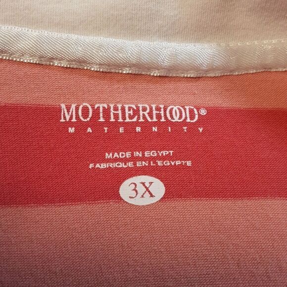 MOTHERHOOD MATERNITY Tee Striped Rugby Reddish Pink White Cotton size 3X‎ - Picture 5 of 13